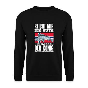 Norwegen Angeln Spruch Lustiges Design - Unisex Pullover - Schwarz - Vorne - Alina (178cm) & Michal (187cm)
