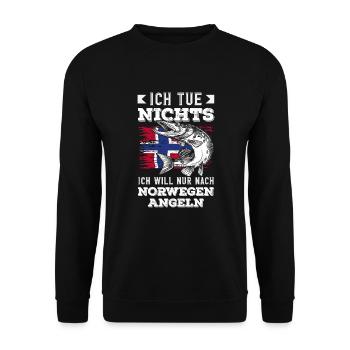 Norvège Pêche Dire Drôle Design - Sweat-shirt Unisexe - noir - Devant - Alina (178cm) & Michal (187cm)