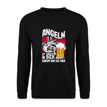 Norwegen Angeln Spruch Lustiges Design - Unisex Pullover - Schwarz - Vorne - Alina (178cm) & Michal (187cm)