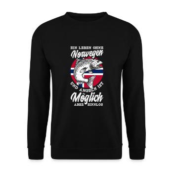 Norvège Pêche Dire Drôle Design - Sweat-shirt Unisexe - noir - Devant - Alina (178cm) & Michal (187cm)
