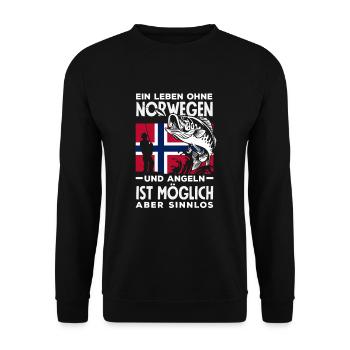 Norvège Pêche Dire Drôle Design - Sweat-shirt Unisexe - noir - Devant - Alina (178cm) & Michal (187cm)