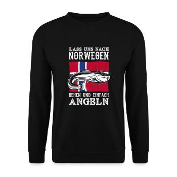 Norvège Pêche Dire Drôle Design - Sweat-shirt Unisexe - noir - Devant - Alina (178cm) & Michal (187cm)