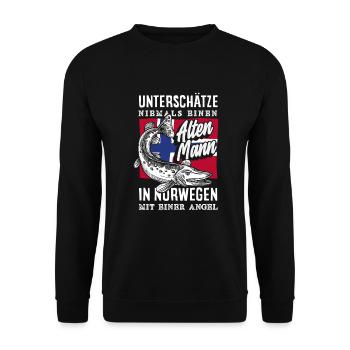 Norvège Pêche Dire Drôle Design - Sweat-shirt Unisexe - noir - Devant - Alina (178cm) & Michal (187cm)