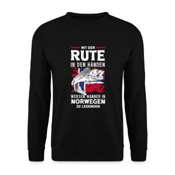 Norvège Pêche Dire Drôle Design - Sweat-shirt Unisexe - noir - Devant - Alina (178cm) & Michal (187cm)