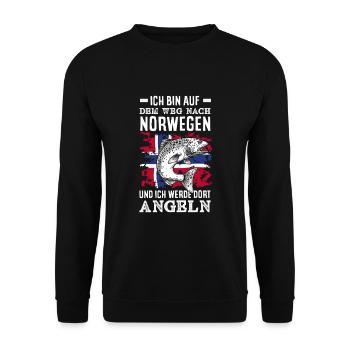 Norvège Pêche Dire Drôle Design - Sweat-shirt Unisexe - noir - Devant - Alina (178cm) & Michal (187cm)