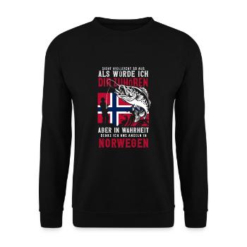 Norvège Pêche Dire Drôle Design - Sweat-shirt Unisexe - noir - Devant - Alina (178cm) & Michal (187cm)