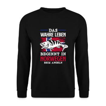 Norvège Pêche Dire Drôle Design - Sweat-shirt Unisexe - noir - Devant - Alina (178cm) & Michal (187cm)