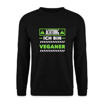 Achtung Ich Bin Veganer Lustiges Veganer Geschenk - Unisex Pullover - Schwarz - Vorne - Alina (178cm) & Michal (187cm)