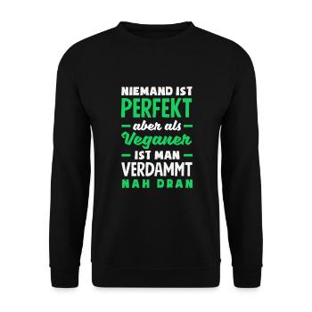 Achtung Ich Bin Veganer Lustiges Veganer Geschenk - Unisex Pullover - Schwarz - Vorne - Alina (178cm) & Michal (187cm)