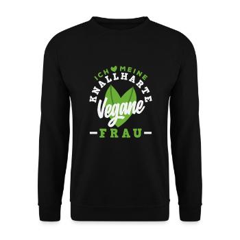Attention I'm Vegan Funny Vegan Gift - Unisex Sweatshirt - black - Front - Alina (178cm) & Michal (187cm)