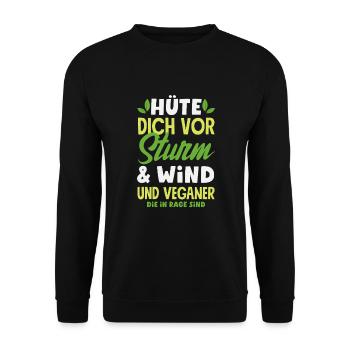 Attention I'm Vegan Funny Vegan Gift - Unisex Sweatshirt - black - Front - Alina (178cm) & Michal (187cm)