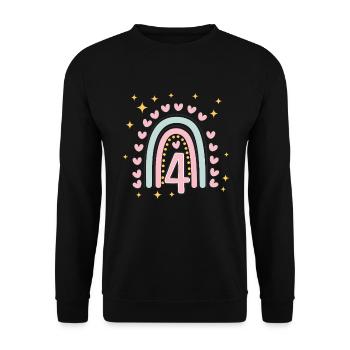 Coeur mignon 4e anniversaire et design arc-en-ciel - Sweat-shirt Unisexe - noir - Devant - Alina (178cm) & Michal (187cm)