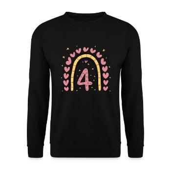 Coeur mignon 4e anniversaire et design arc-en-ciel - Sweat-shirt Unisexe - noir - Devant - Alina (178cm) & Michal (187cm)