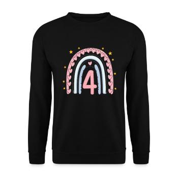 Coeur mignon 4e anniversaire et design arc-en-ciel - Sweat-shirt Unisexe - noir - Devant - Alina (178cm) & Michal (187cm)