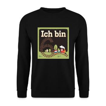 Ich bin 6 Zug Eisenbahn 6. Geburtstag - Unisex Pullover - Schwarz - Vorne - Alina (178cm) & Michal (187cm)