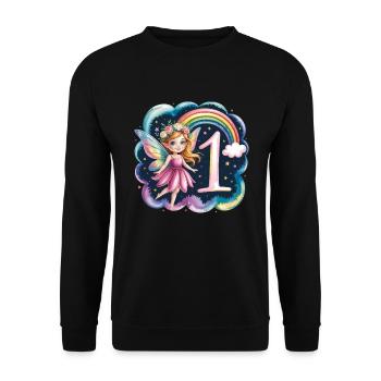 1st Birthday Elf Fairy Girl Birthday Shirt - Unisex Sweatshirt - black - Front - Alina (178cm) & Michal (187cm)
