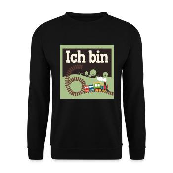 Ich bin 6 Zug Eisenbahn 6. Geburtstag - Unisex Pullover - Schwarz - Vorne - Alina (178cm) & Michal (187cm)