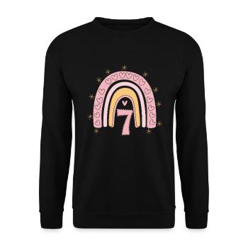 Coeur mignon de 7e anniversaire et design arc-en-ciel - Sweat-shirt Unisexe - noir - Devant - Alina (178cm) & Michal (187cm)