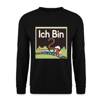 Ich bin 2 Zug Eisenbahn 2. Geburtstag - Unisex Pullover - Schwarz - Vorne - Alina (178cm) & Michal (187cm)