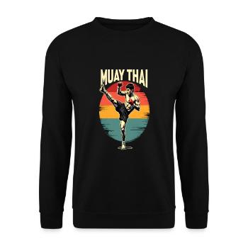 Funny Muay Thai Boxing Muay Thai - Unisex Pullover - Schwarz - Vorne - Alina (178cm) & Michal (187cm)