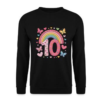 Papillon arc-en-ciel 10e anniversaire fille - Sweat-shirt Unisexe - noir - Devant - Alina (178cm) & Michal (187cm)