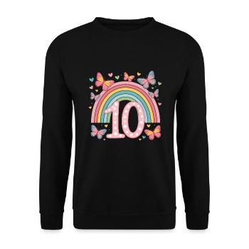 Papillon arc-en-ciel 10e anniversaire fille - Sweat-shirt Unisexe - noir - Devant - Alina (178cm) & Michal (187cm)