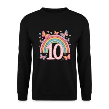 Papillon arc-en-ciel 10e anniversaire fille - Sweat-shirt Unisexe - noir - Devant - Alina (178cm) & Michal (187cm)