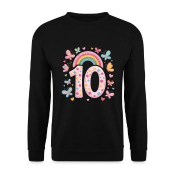 Papillon arc-en-ciel 10e anniversaire fille - Sweat-shirt Unisexe - noir - Devant - Alina (178cm) & Michal (187cm)