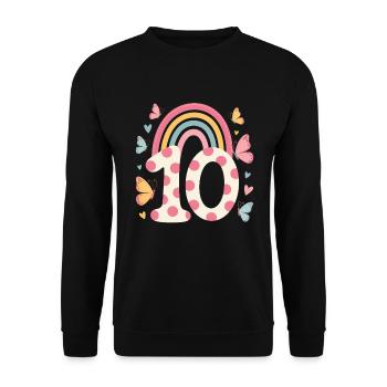 Papillon arc-en-ciel 10e anniversaire fille - Sweat-shirt Unisexe - noir - Devant - Alina (178cm) & Michal (187cm)