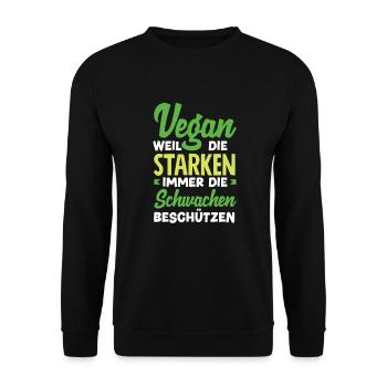 Achtung Ich Bin Veganer Lustiges Veganer Geschenk - Unisex Pullover - Schwarz - Vorne - Alina (178cm) & Michal (187cm)