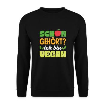 Achtung Ich Bin Veganer Lustiges Veganer Geschenk - Unisex Pullover - Schwarz - Vorne - Alina (178cm) & Michal (187cm)