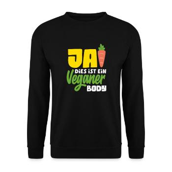 Attention I'm Vegan Funny Vegan Gift - Unisex Sweatshirt - black - Front - Alina (178cm) & Michal (187cm)