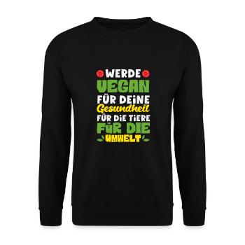 Attention I'm Vegan Funny Vegan Gift - Unisex Sweatshirt - black - Front - Alina (178cm) & Michal (187cm)