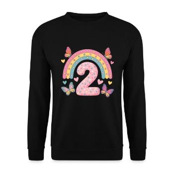 Papillon arc-en-ciel 2e anniversaire fille - Sweat-shirt Unisexe - noir - Devant - Alina (178cm) & Michal (187cm)