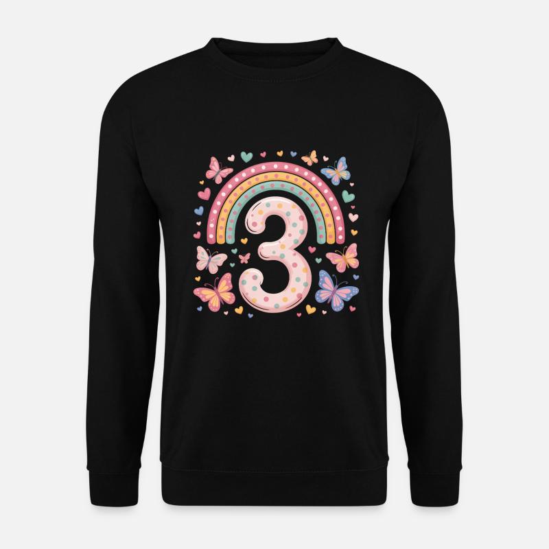 Regenbogen Schmetterling 3. Geburtstag Mädchen - Unisex Pullover - Schwarz