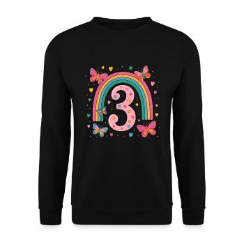 Papillon arc-en-ciel 3ème anniversaire fille - Sweat-shirt Unisexe - noir - Devant - Alina (178cm) & Michal (187cm)
