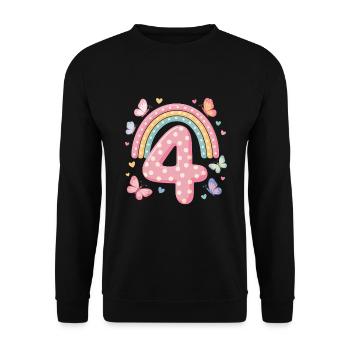 Rainbow Butterfly 4th Birthday Girl - Unisex Sweatshirt - black - Front - Alina (178cm) & Michal (187cm)