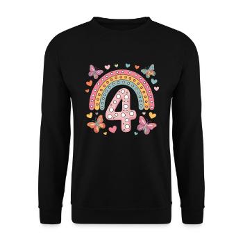 Papillon arc-en-ciel 4e anniversaire fille - Sweat-shirt Unisexe - noir - Devant - Alina (178cm) & Michal (187cm)