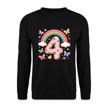 Papillon arc-en-ciel 4e anniversaire fille - Sweat-shirt Unisexe - noir - Devant - Alina (178cm) & Michal (187cm)