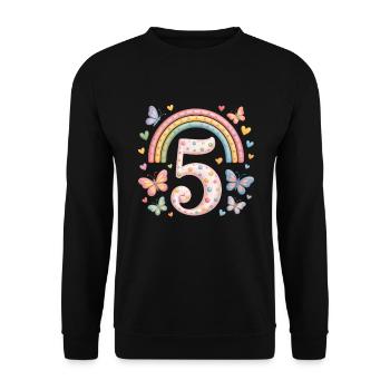 Papillon arc-en-ciel 5e anniversaire fille - Sweat-shirt Unisexe - noir - Devant - Alina (178cm) & Michal (187cm)