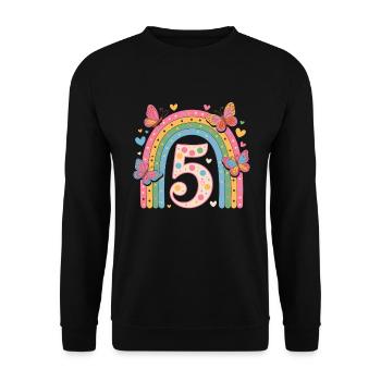 Rainbow Butterfly 5th Birthday Girl - Unisex Sweatshirt - black - Front - Alina (178cm) & Michal (187cm)