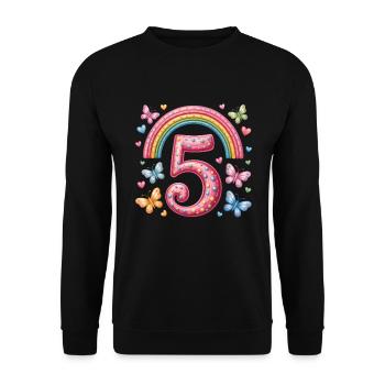 Papillon arc-en-ciel 5e anniversaire fille - Sweat-shirt Unisexe - noir - Devant - Alina (178cm) & Michal (187cm)