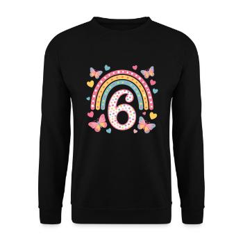 Papillon arc-en-ciel 6e anniversaire fille - Sweat-shirt Unisexe - noir - Devant - Alina (178cm) & Michal (187cm)