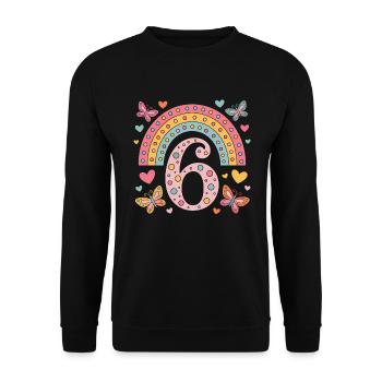 Rainbow Butterfly 6th Birthday Girl - Unisex Sweatshirt - black - Front - Alina (178cm) & Michal (187cm)