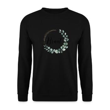 Bridal Flower Wreath Eucalyptus Bachelor Party Wedding - Unisex Sweatshirt - black - Front - Alina (178cm) & Michal (187cm)