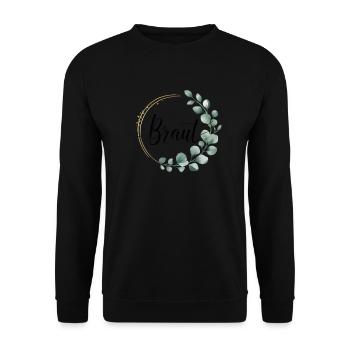 Bridal Flower Wreath Eucalyptus Bachelor Party Wedding - Unisex Sweatshirt - black - Front - Alina (178cm) & Michal (187cm)