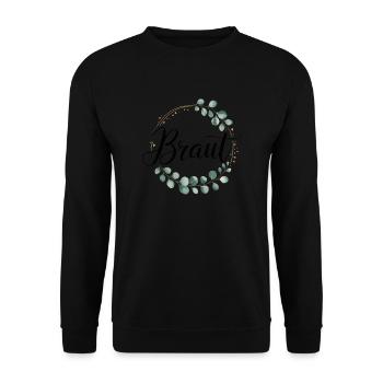 Bridal Flower Wreath Eucalyptus Bachelor Party Wedding - Unisex Sweatshirt - black - Front - Alina (178cm) & Michal (187cm)