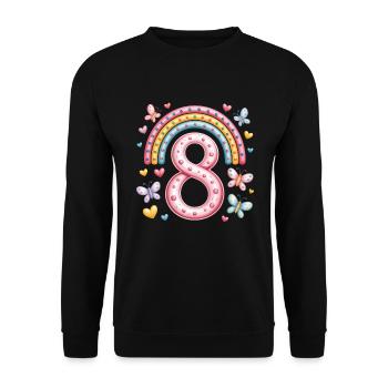 Rainbow Butterfly 8th Birthday Girl - Unisex Sweatshirt - black - Front - Alina (178cm) & Michal (187cm)