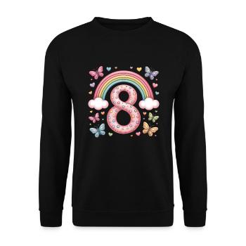 Rainbow Butterfly 8th Birthday Girl - Unisex Sweatshirt - black - Front - Alina (178cm) & Michal (187cm)