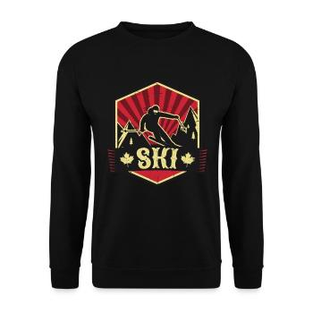 Ski Propaganda | Wintersport Winter Schnee Urlaub - Unisex Pullover - Schwarz - Vorne - Alina (178cm) & Michal (187cm)